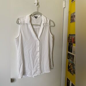 Express Portofino Sleeveless White Button-Down Collared Top
